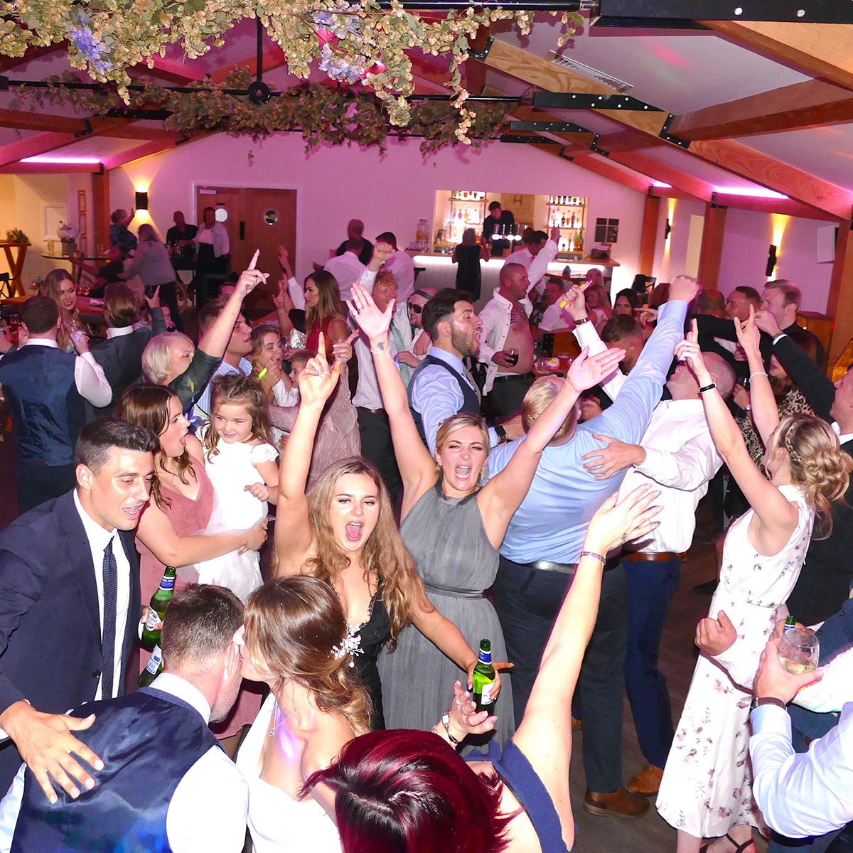 Best Wedding DJs filling the dance floor at Hanbury Wedding Barn, Staffordshire